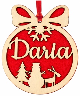 Drewniana BOMBKA z imieniem choinkowa Święta Wzory z filcem