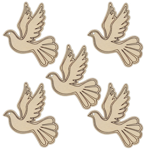 Gołąb Drewniany Dekor 5cm - 5 szt. Pierwsza Komunia Święta Do Rękodzieła DIY
