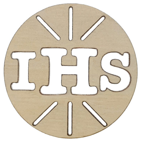 Hostia Drewniana IHS 3,5cm zestaw 5 szt. Do Dekoracji z Okazji Pierwszej Komunii