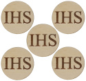 Hostia IHS Drewniana Pierwsza Komunia Święta 3,5cm - 5 sztuk Dekor do Pamiątek Komunijnych