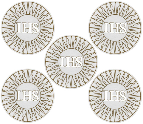 Hostia Komunijna IHS 3,5cm zestaw 5 szt. Do Dekoracji Pierwsza Komunia Święta