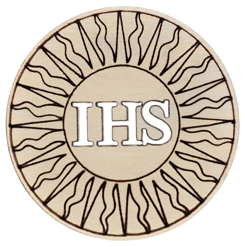 Hostia Komunijna IHS Drewniana 3,5cm 5 szt. Pierwsza Komunia Święta DIY