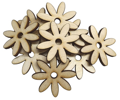 Kwiatki drewniane 2cm 15 szt. Decoupage Scrapbooking DIY