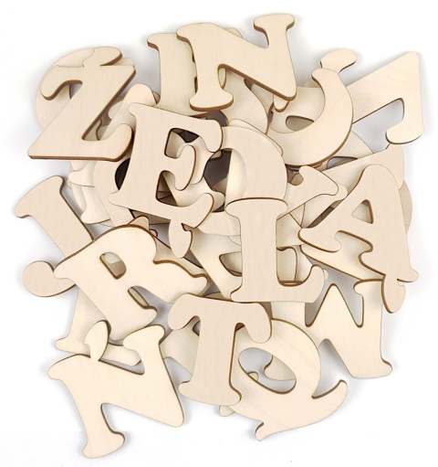 Litery drewniane 2,4 cm literki cyfry alfabet 3D napis