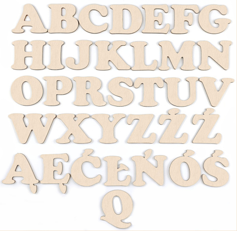 Litery drewniane 2,4 cm literki cyfry alfabet 3D napis