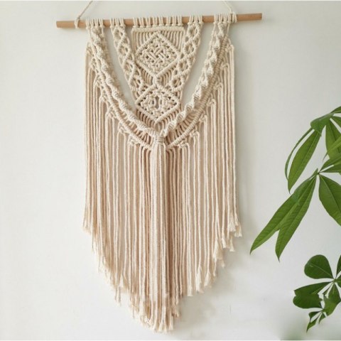 Makrama Na Ścianę, Dekoracja Wisząca Boho 80cm Do Salony, Sypialni, Pokoju