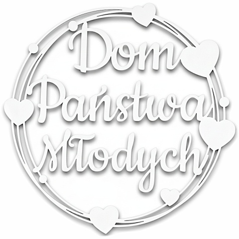 Napis DOM PAŃSTWA MŁODYCH - Dekoracje Weselne – Biała Obręcz 30cm Ozdoba Sali