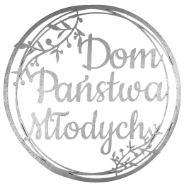 Napis Dom Państwa Młodych SREBRNY 30cm Obręcz Dekoracje Weselne