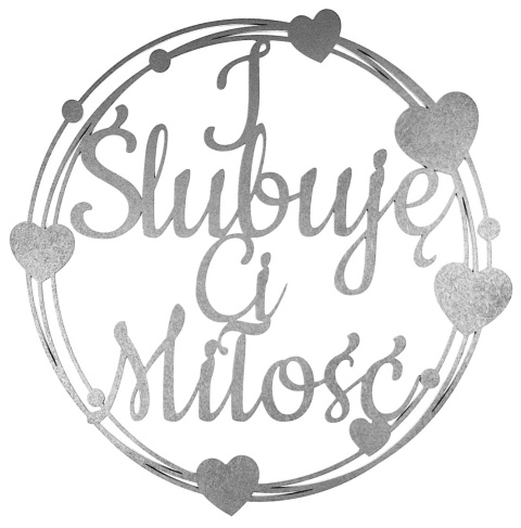 Napis I ŚLUBUJĘ CI MIŁOŚĆ - Dekoracje Weselne – Srebrna Obręcz 40cm Ozdoba Sali