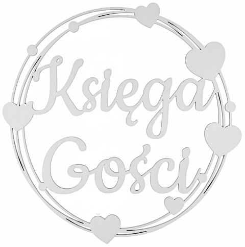Napis KSIĘGA GOŚCI - Dekoracje Weselne - Ślubne – Biała Obręcz 30cm Ozdoba Sali