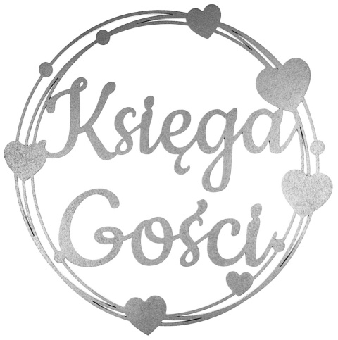 Napis KSIĘGA GOŚCI - Dekoracje Weselne - Ślubne – Srebrna Obręcz 40cm Ozdoba Sali