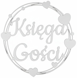 Napis KSIĘGA GOŚCI - Dekoracje Weselne - Ślubne – Biała Obręcz 40cm Ozdoba Sali