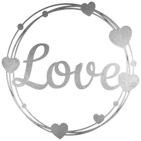 Napis LOVE - Dekoracje Weselne - Ślubne – Srebrna Obręcz 40cm Ozdoba Sali