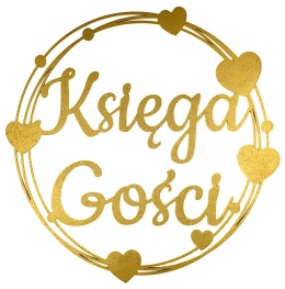 Napis KSIĘGA GOŚCI - Dekoracje Weselne - Ślubne – Złota Obręcz 40cm Ozdoba Sali
