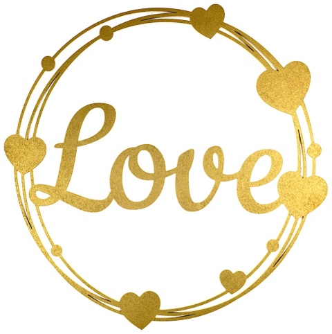 Napis LOVE - Dekoracje Weselne - Ślubne – Złota Obręcz 40cm Ozdoba Sali
