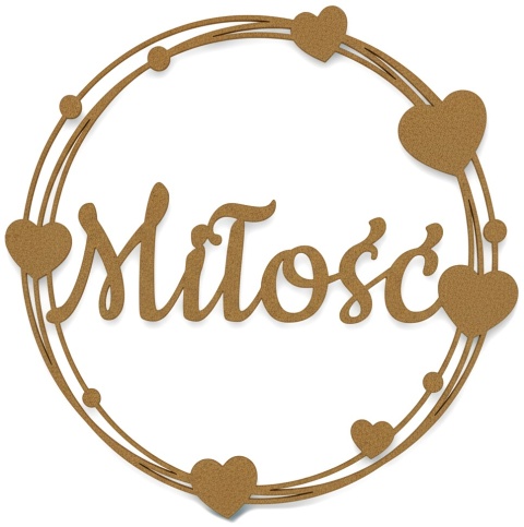 Napis Miłość - Dekoracje Weselne - Ślubne – HDF Obręcz 30cm Ozdoba Sali