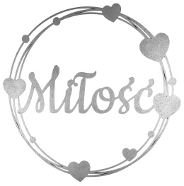 Napis Miłość - Dekoracje Weselne - Ślubne – Srebrna Obręcz 40cm Ozdoba Sali