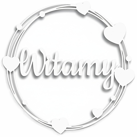 Napis Witamy - Dekoracje Weselne - Ślubne – Biała Obręcz 40cm Ozdoba Sali