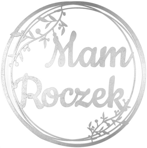 Obręcz Mam Roczek 30 cm Srebrna – Dekoracja na Roczek, Ozdoba na Pierwsze Urodziny