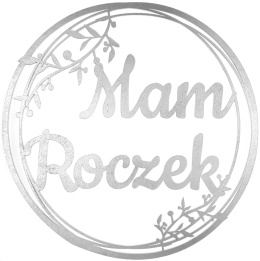 Obręcz Mam Roczek 40 cm Srebrna – Dekoracja na Roczek, Ozdoba na Pierwsze Urodziny