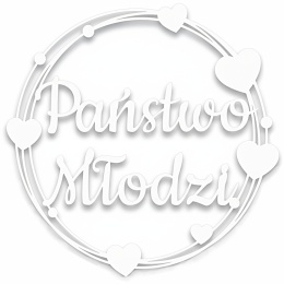 Państwo Młodzi - Dekoracje Weselne Ślubne – Biała Obręcz 30cm Napis Ozdoba Sali