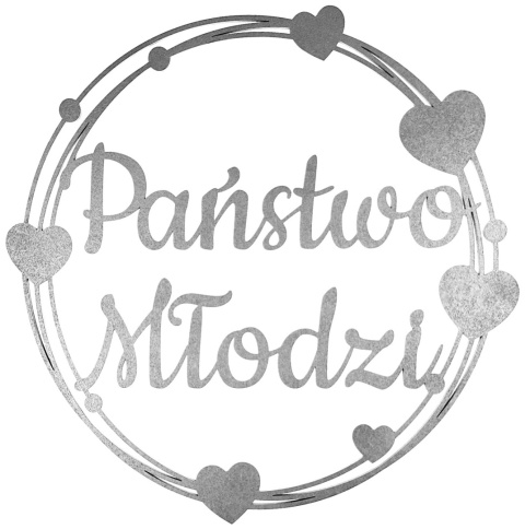 Państwo Młodzi - Dekoracje Weselne Ślubne – Srebrna Obręcz 40cm Napis Ozdoba Sali