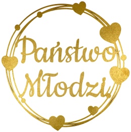 Państwo Młodzi - Dekoracje Weselne Ślubne – Złota Obręcz 40cm Napis Ozdoba Sali