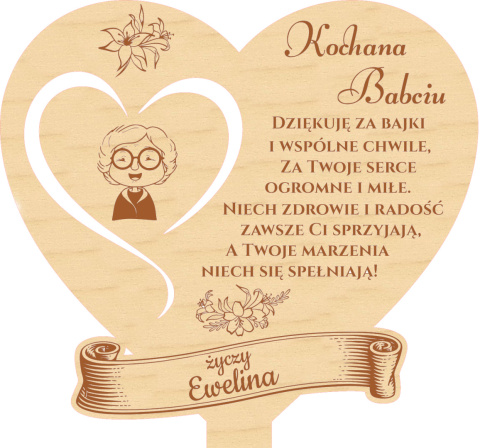 Personalizowany Prezent na Dzień Babci i Dziadka – Pamiątka z Grawerem, Kolor Drewna