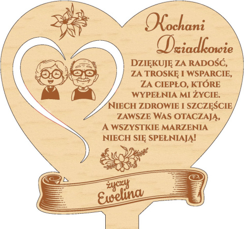 Personalizowany Prezent na Dzień Babci i Dziadka – Pamiątka z Grawerem, Kolor Drewna