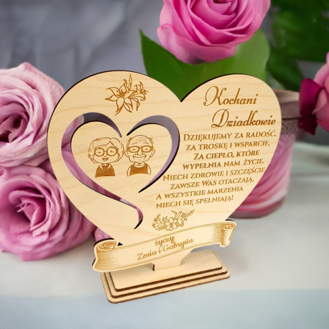 Personalizowany Prezent na Dzień Babci i Dziadka – Pamiątka z Grawerem, Kolor Drewna