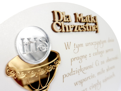 Podziękowanie Dla Chrzestnych Na Pierwszą Komunię Świętą Plexi Lustro + Podstawka