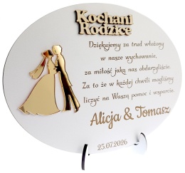 Podziękowanie dla Rodziców, Mamy, Taty na Ślub, Wesele - Grawerowana Pamiątka z Lustrzanym Plexi