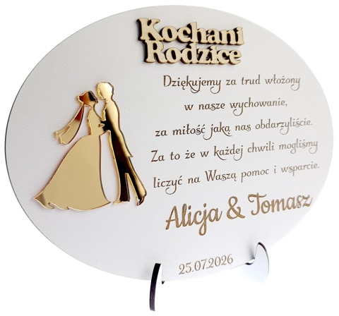 Podziękowanie dla Rodziców, Mamy, Taty na Ślub, Wesele - Grawerowana Pamiątka z Lustrzanym Plexi