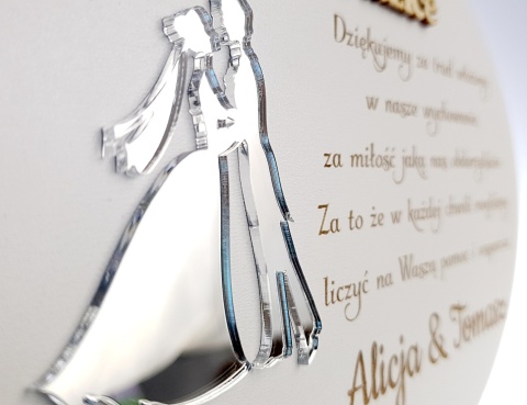Podziękowanie dla Rodziców, Mamy, Taty na Ślub, Wesele - Grawerowana Pamiątka z Lustrzanym Plexi