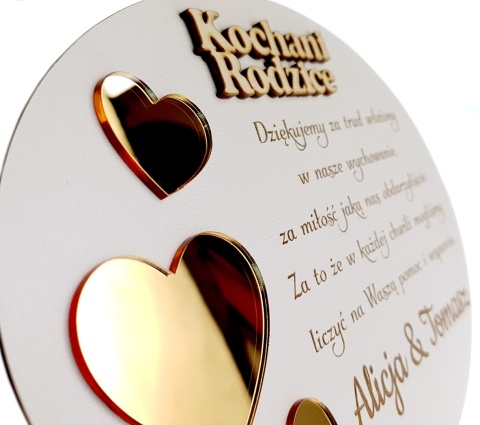 Podziękowanie dla Rodziców, Mamy, Taty na Ślub, Wesele - Grawerowana Pamiątka z Lustrzanym Plexi