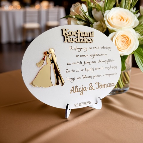 Podziękowanie dla Rodziców, Mamy, Taty na Ślub, Wesele - Grawerowana Pamiątka z Lustrzanym Plexi