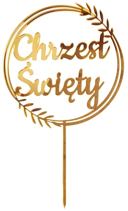 Topper Na Tort Chrzest Święty 16cm Złoty Lustro Dekoracja Tortu Ozdoba