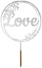 Topper Na Tort Weselny Srebrny Napis LOVE, Duży - 17 cm Dekoracja Na Ślub, Wesele, Walentynki, Rocznicę, Zaręczyny