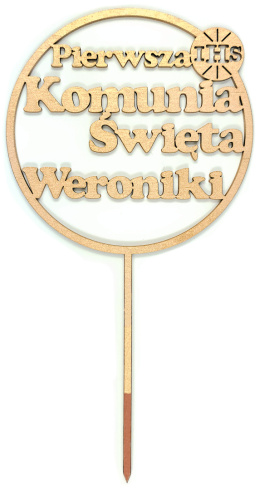 Topper Pierwsza Komunia Święta z Imieniem Dziecka Złoty