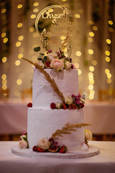 Topper na Tort Chrzest Święty z Imieniem Złoty Lustrzany Plexi Personalizowany