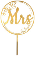 Zestaw Dwóch Topperów Na Tort MR i MRS, 17 cm Kolor Złoty Dekoracja Weselna, Ślubna