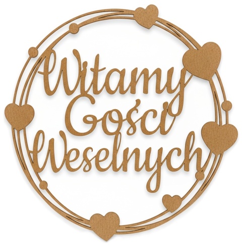 Witamy Gości Weselnych – Dekoracja Weselna Ślubna HDF Obręcz 30cm
