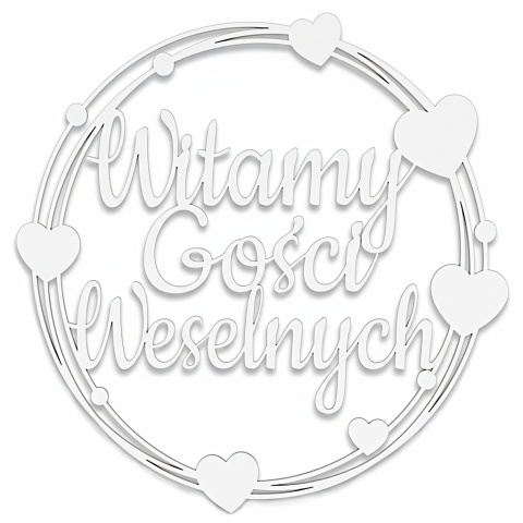 Witamy Gości Weselnych – Dekoracja Weselna Ślubna Biała Obręcz 40cm