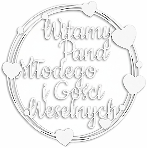 Witamy Pana Młodego i Gości Weselnych – Biała Obręcz 30cm Dekoracja Weselna Ślubna