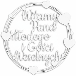 Witamy Pana Młodego i Gości Weselnych – Biała Obręcz 40cm Dekoracja Weselna Ślubna