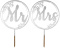 Zestaw Dwóch Srebrnych Topperów Na Tort MR i MRS, 17 cm Dekoracja, Napis Weselny, Ślubny