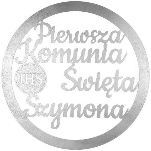 Srebrna Obręcz Pierwsza Komunia Święta z Hostią 40 cm – Personalizowana Ozdoba