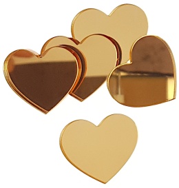Złote serca z lustrzanej plexi 3 cm – zestaw 5 sztuk