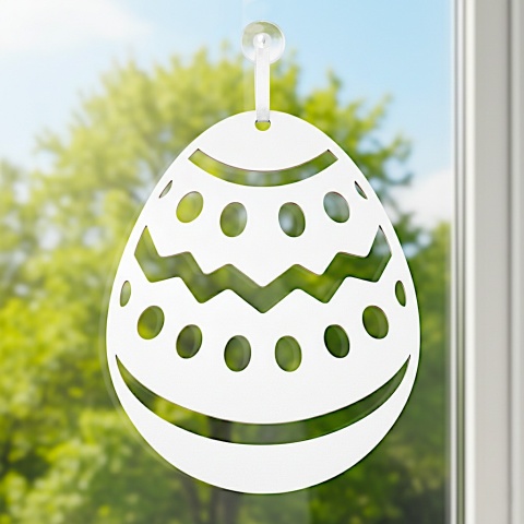 Dekoracja Wielkanocna na Okno – Jajko 19x15 cm | Mniejsza Ozdoba Drewniana