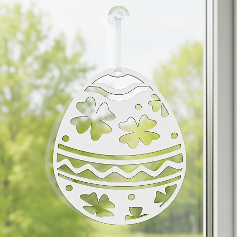 Dekoracja Wielkanocna na Okno – Jajko 19x15 cm | Mniejsza Ozdoba Drewniana